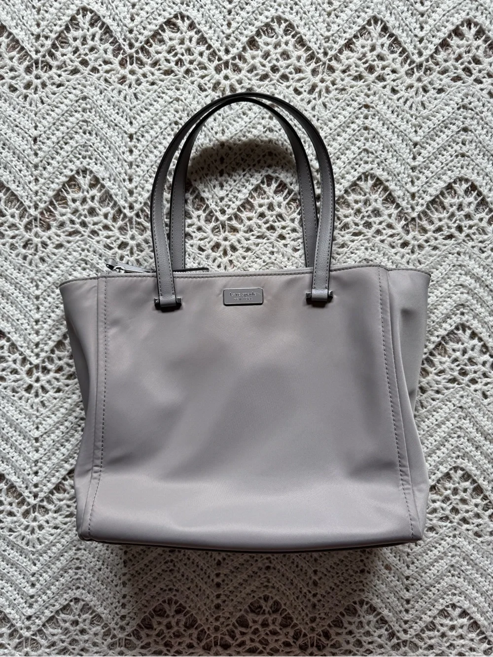 Kate Spade Dawn Medium Triple Gusset Nylon Satchel Bag  Icedslate Tote Bag